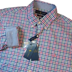 Ralph Lauren Multicolor Checkered Oxford Button Down Shirt Size‎ Large NWT